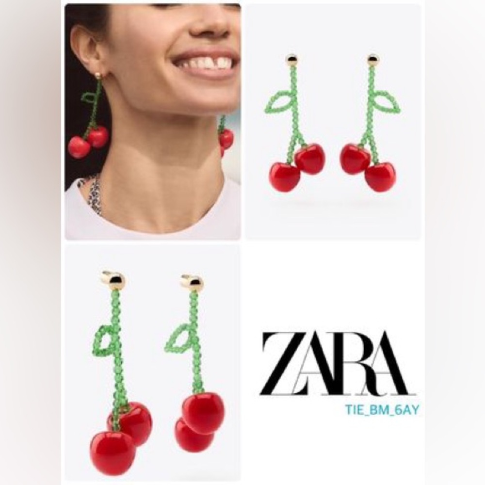 ZARA Cherry bead earrings 1011-031 - Picture 5 of 7
